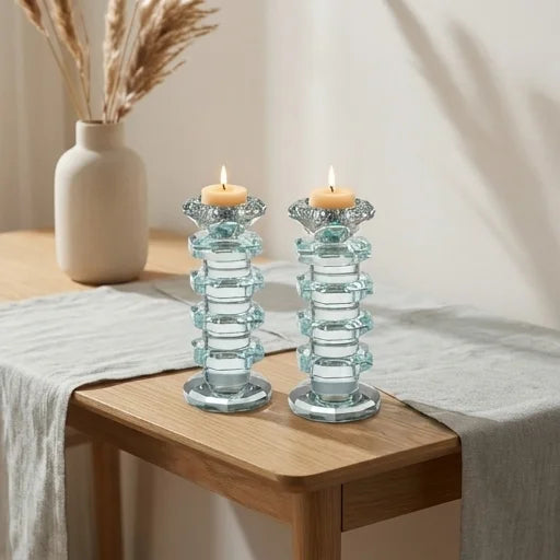Pair of Crystal Elegant Candlesticks 16.5 cm