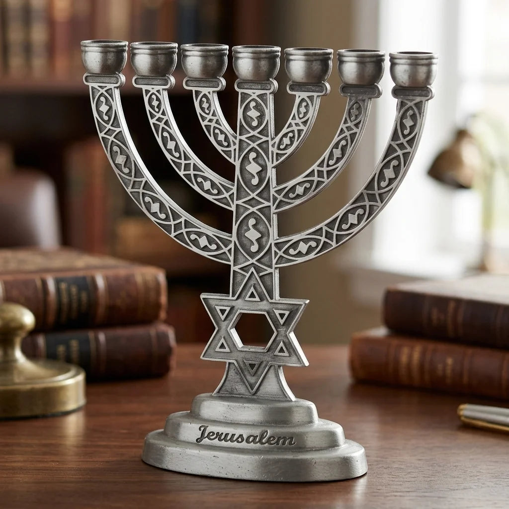 Menorah Pewter Finish 10 cm