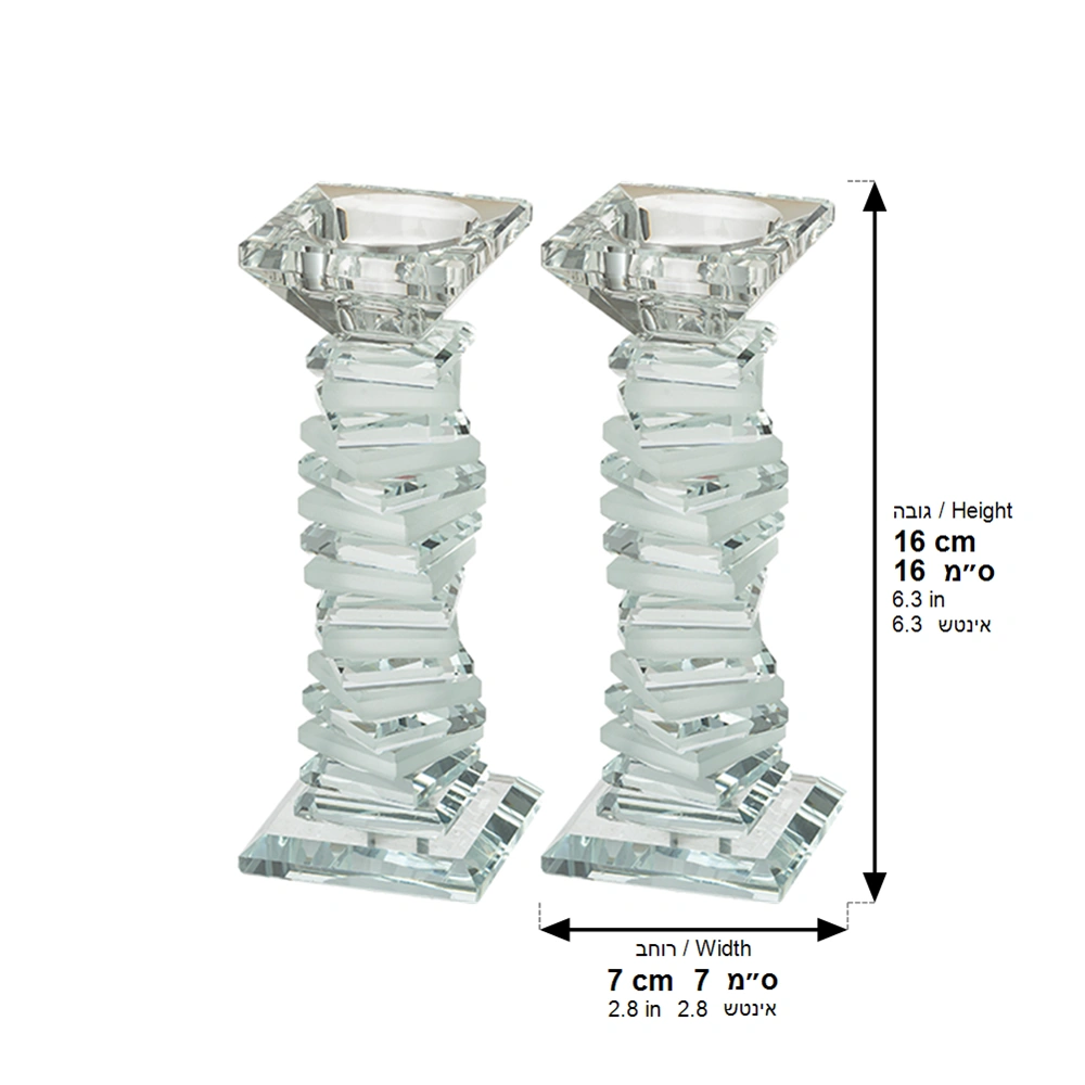 Pair of Crystal Elegant Candlesticks 16.5 cm