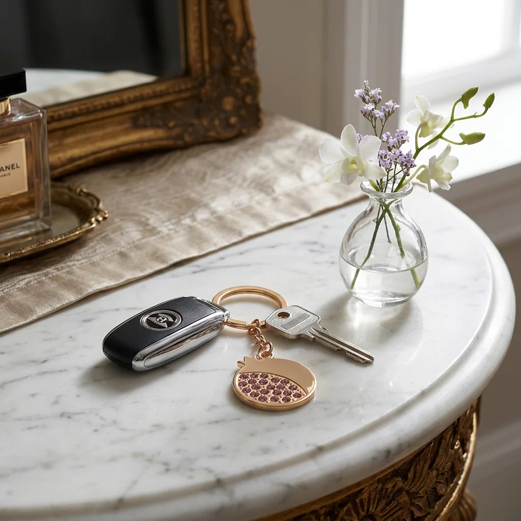 Keyholder with Stone Inlay 5 cm - Gold