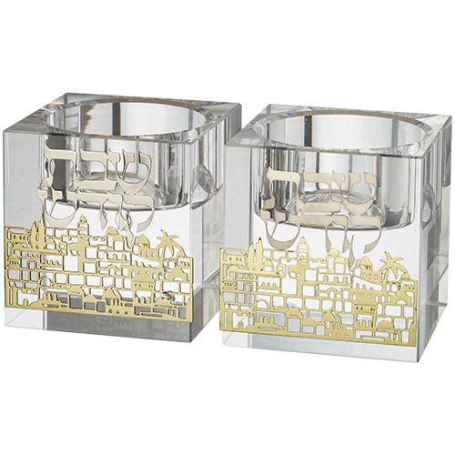 Crystal Candlesticks 5 cm with Metal Plaque