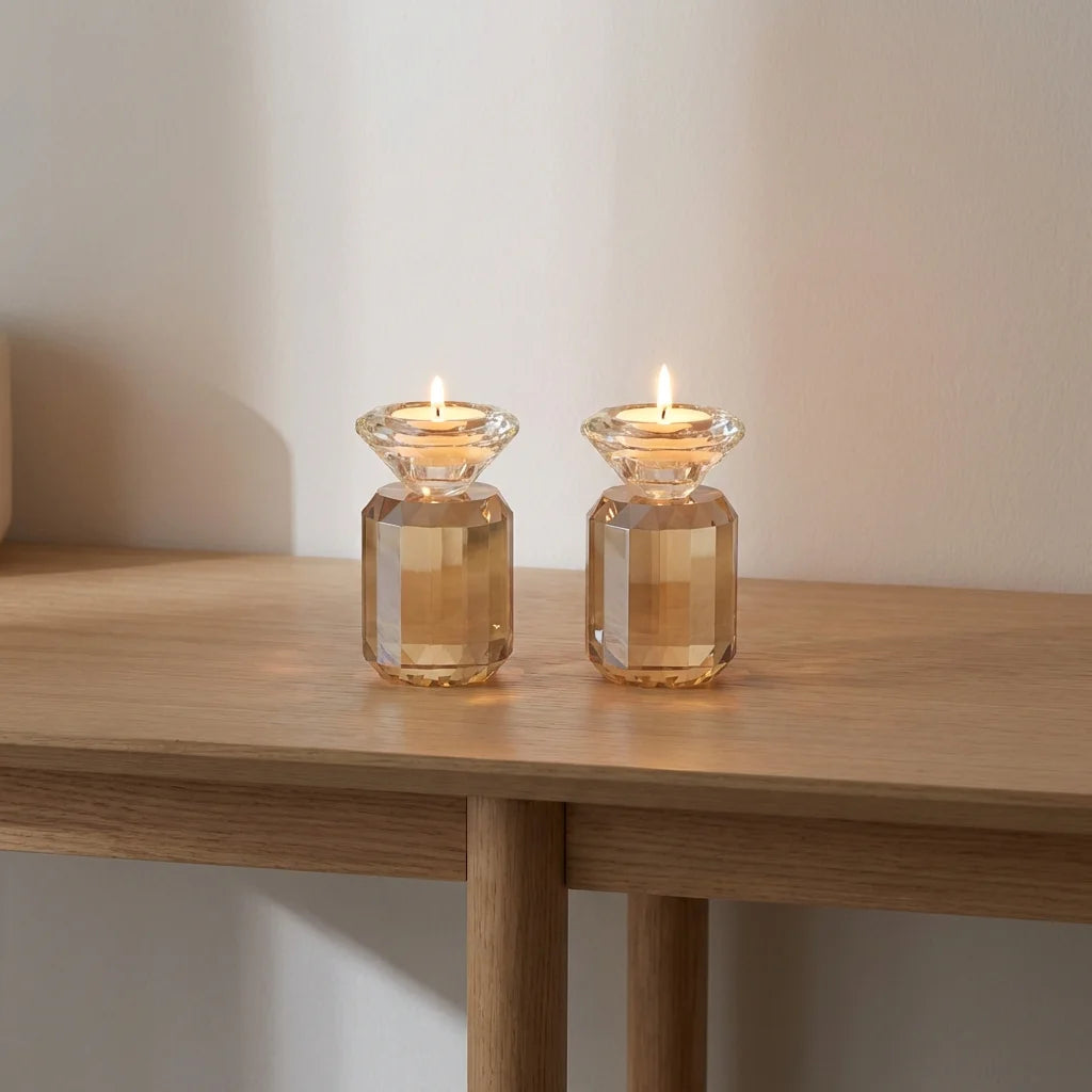 Crystal Candlesticks 17 cm- Gold Color