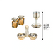 Crystal Set of Candlesticks ++ Kiddush Cup ++ Salt & Pepper Stand - Gold
