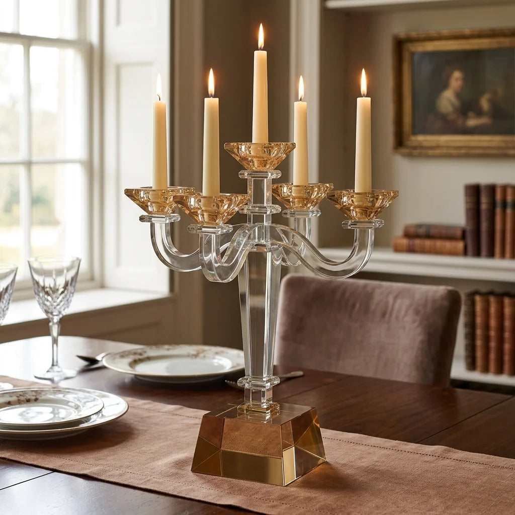 Crystal 5 Branch Candlesticks 34 cm