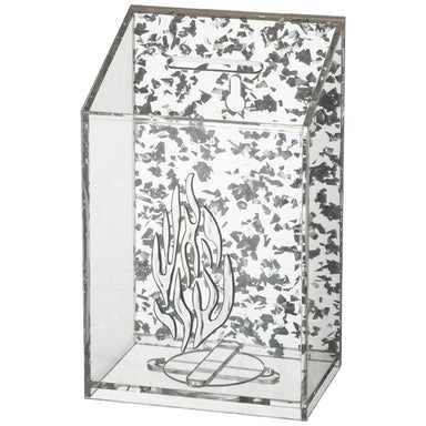 Lucite Tzedakah Box 14 cm - Silver