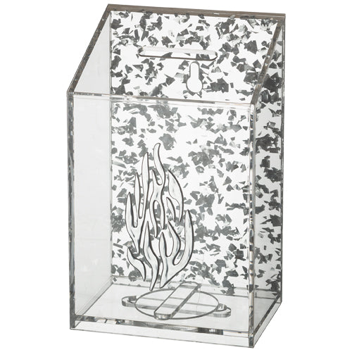 Lucite Tzedakah Box 14 cm - Silver