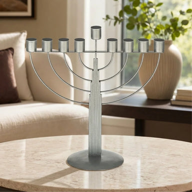 Metal "String" Hanukiah 30 cm - Semi Round