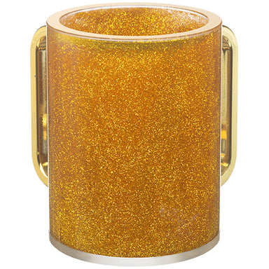 Lucite Clear Washing Cup 13 cm - Gold Glitter and Matte Gold Handles