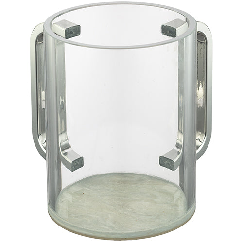 Lucite Clear Washing Cup 13 cm - Silver Handles