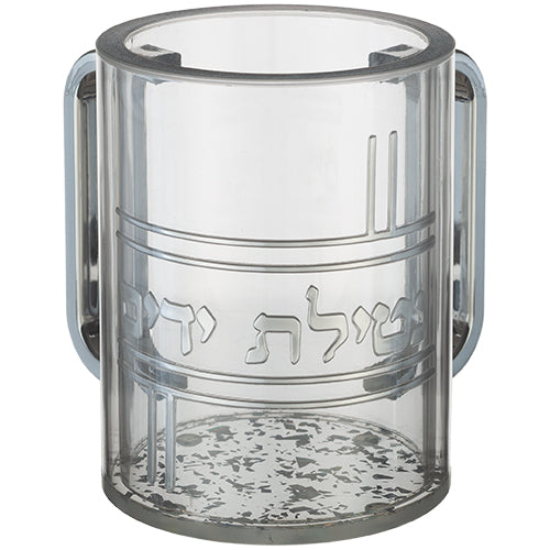 Lucite Clear Washing Cup 13 cm with Embosed Letters