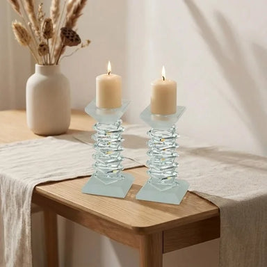 Pair of Crystal Elegant Candlesticks 14 cm