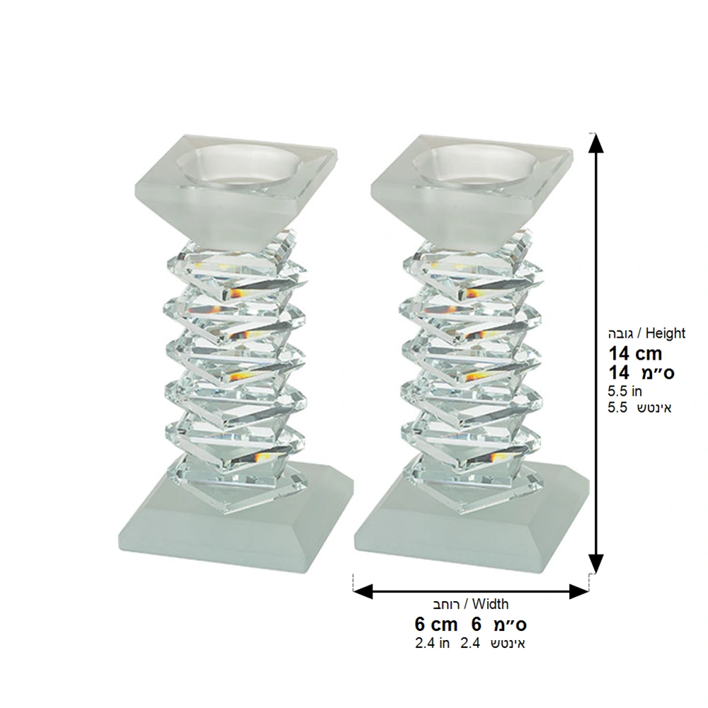 Pair of Crystal Elegant Candlesticks 14 cm