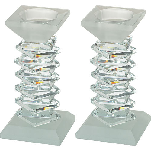 Pair of Crystal Elegant Candlesticks 14 cm