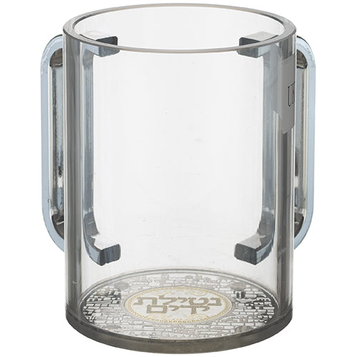 Acrylic Clear Washing Cup 13 cm- Silver Handles with Plaque