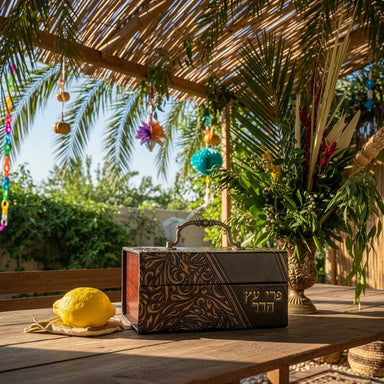 Faux Leather Etrog Box with Handle 12*20*11 cm