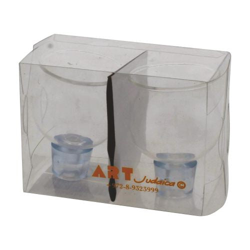 Pair of Glass Oil Cups 6x5 cm
