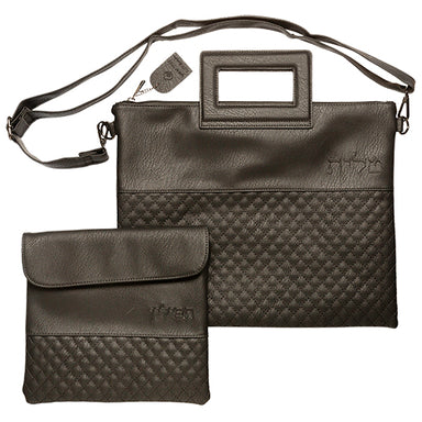 PU Leathere Fabric Talit & Tefilin Set 38*31 cm with Handles- Black