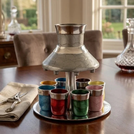 Aluminum Wine Fountain With 8 Small Cups 21 Cm - Colorful