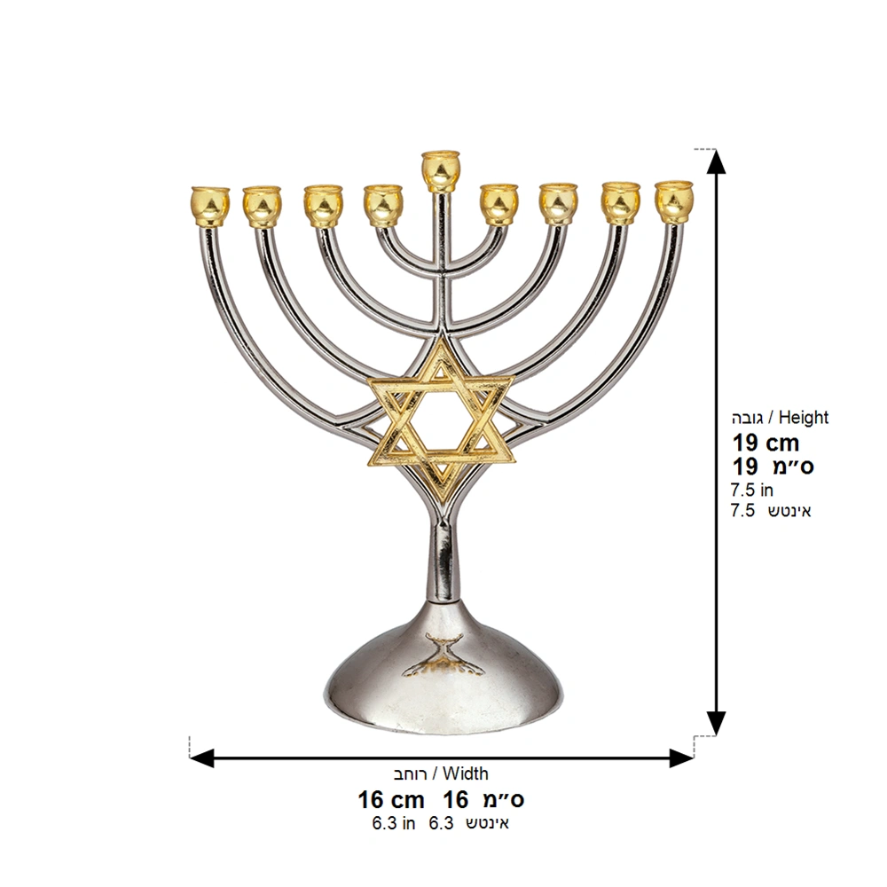 Metal Menorah 18*16 Cm-magen David - Gold