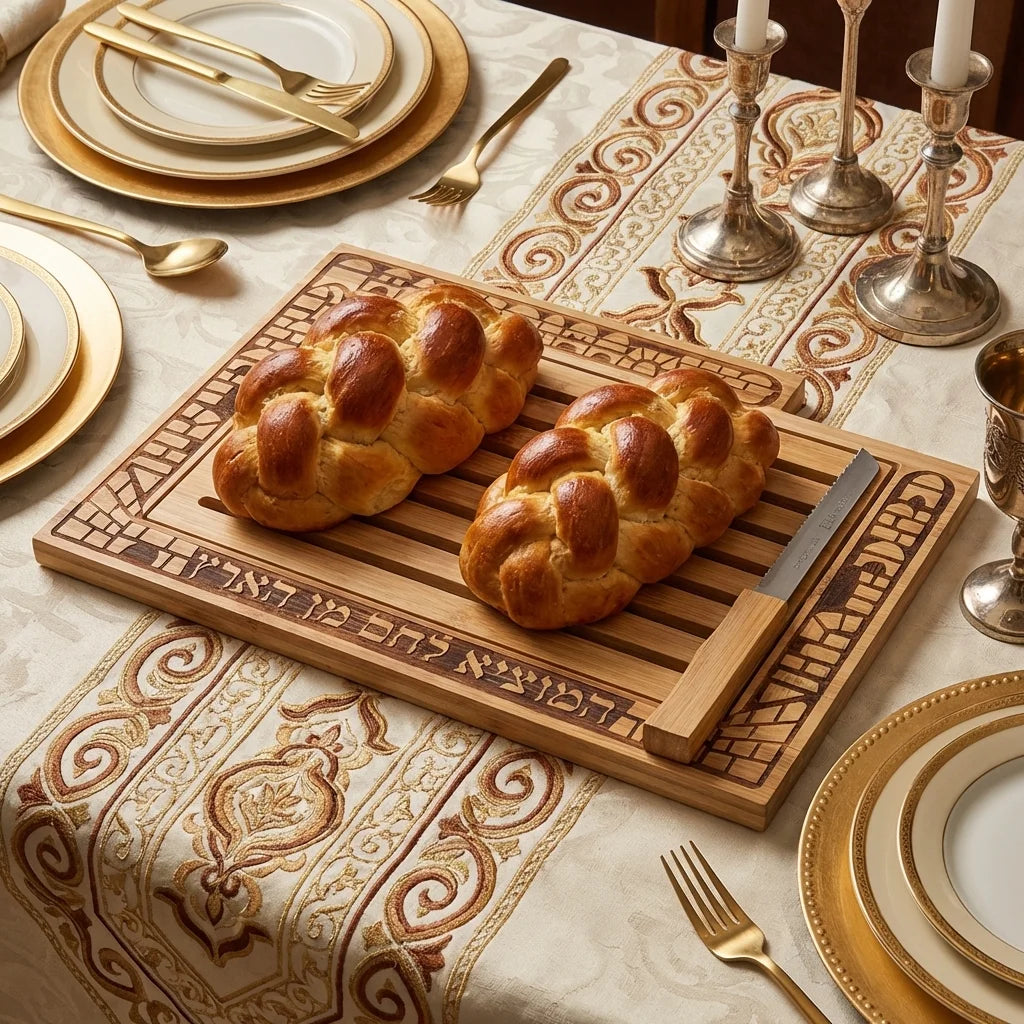 Challah Tray With Knife 41*28 Cm