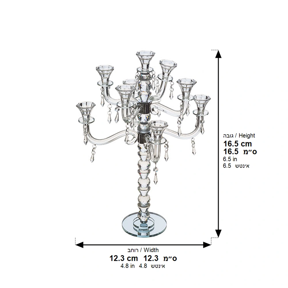 Crystal 9 Branch Candlesticks 60 Cm