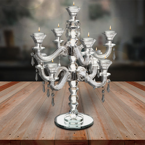 Crystal 9 Branch Candlesticks 60 Cm