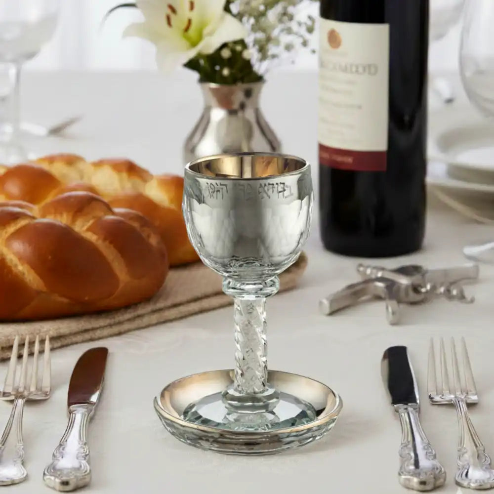 Crystal Kiddush Cup 16 cm Contain Contain 130ml // 4.3oz - Silver