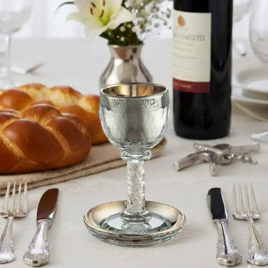 Crystal Kiddush Cup 16 cm Contain Contain 130ml // 4.3oz - Silver