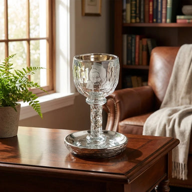 Crystal Kiddush Cup "Baba Sali" 16 cm with Stones Contain 130ml // 4.3oz - Silver