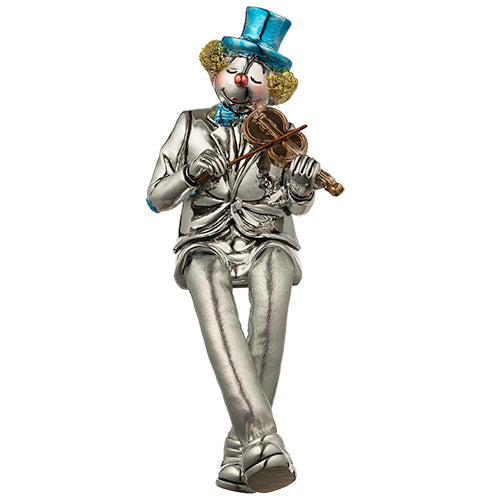 Polyresin Clown Figurine With Cloth Legs 12 Cm- Violin Player
