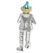 Polymer Clown Figurine with Cloth Legs 12 cm- Accordion Player - Silvered