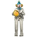 Polymer Clown Figurine with Cloth Legs 12 cm- Drum Player - Silvered