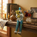 Polymer Clown Figurine with Cloth Legs 12 cm- Trombone Player - Silvered