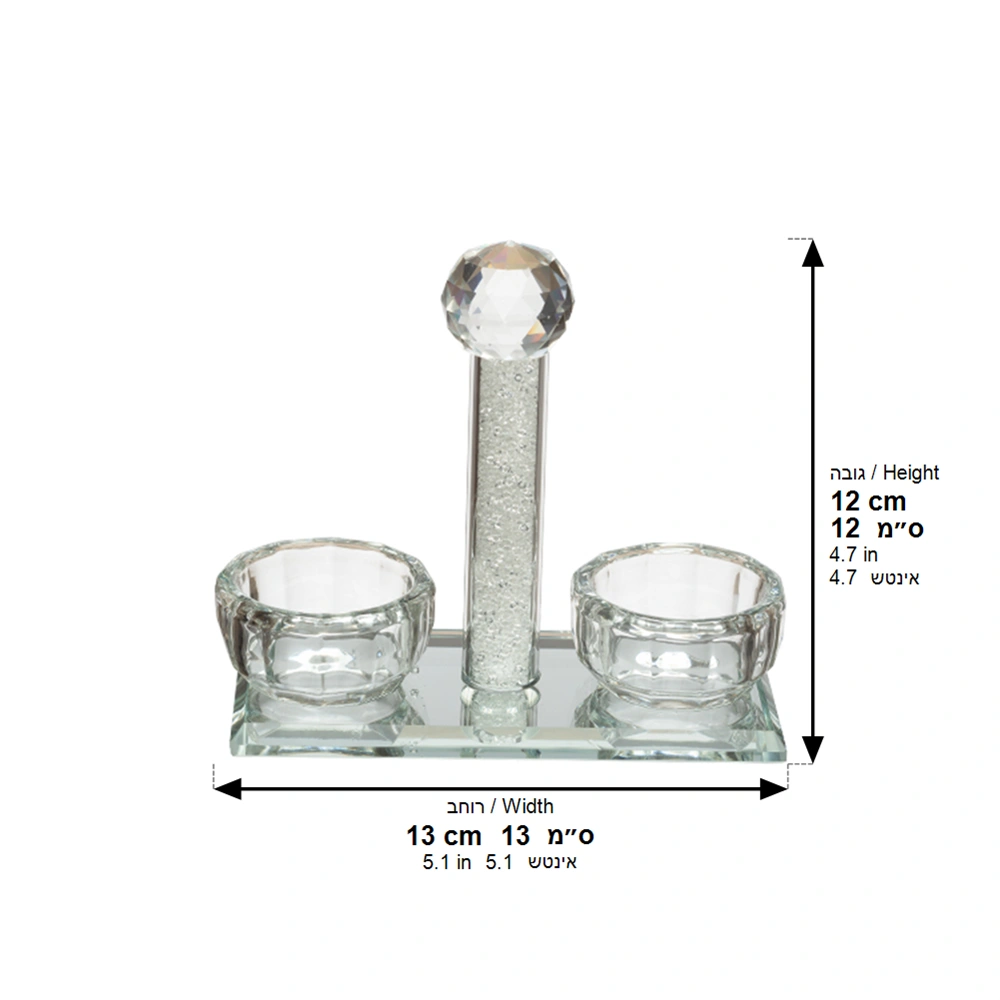 Crystal Salt & Pepper Holders 12*11 cm with Glass Chips