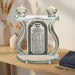Crystal Candlesticks 25*24 cm with Metal Plaque and Stones