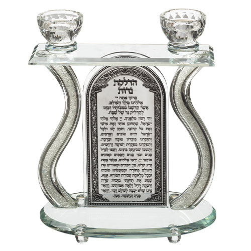 Crystal Candlesticks 25*24 cm with Metal Plaque and Stones