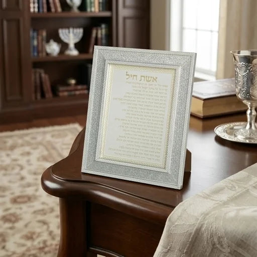 Framed Blessing 23*18 cm - Eshet Chail Blessing - Silver