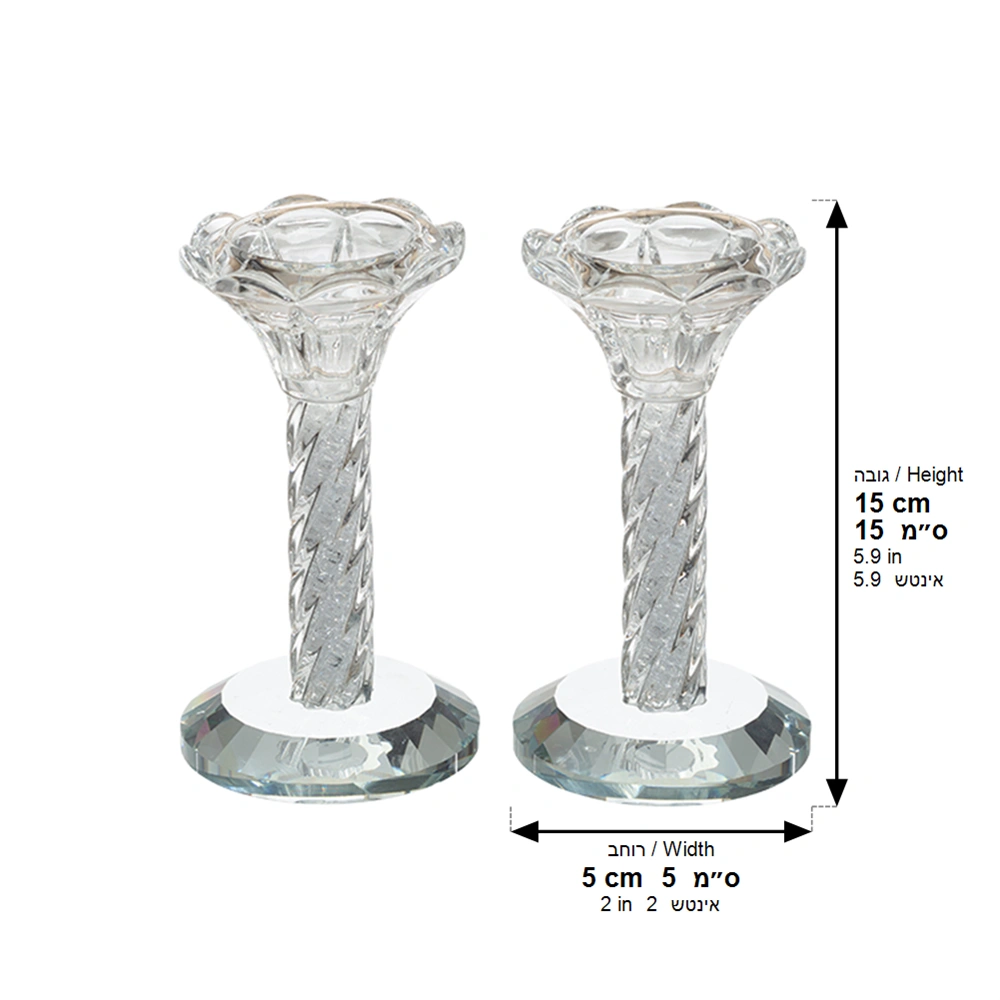 Pair of Crystal Candlesticks 12 cm with Stones