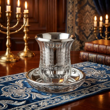 Crystal Kiddush Cup Without Stem "the Bible Rivers" 9 cm Contain 100ml // 3.4oz