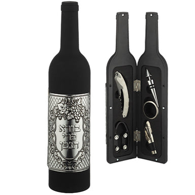 Set of Wine Accessories in a Bottle with Plaque 32 cm