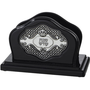 Elegant Dark Brown Napkin Holder with Metal Plaque 17*12 cm