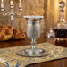 Nickel Kiddush Cup Filigree, 14 cm- with Checkered Design Contain 120ml // 4.06oz