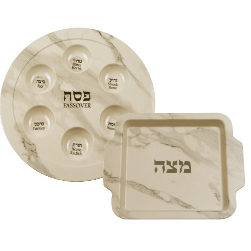 Bambo Passover and Matzah Plates - Marble