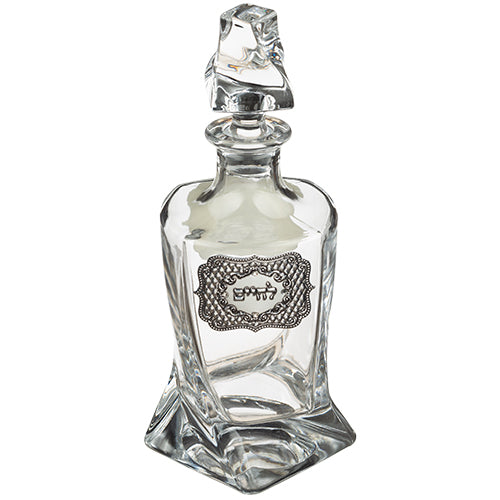Crystal Wine Bottle 24 cm with Metal Plaque