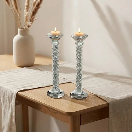 Crystal Candlesticks 25.5 cm with Stones
