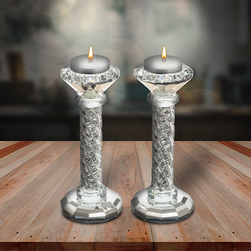 Crystal Candlesticks 25.5 cm with Stones