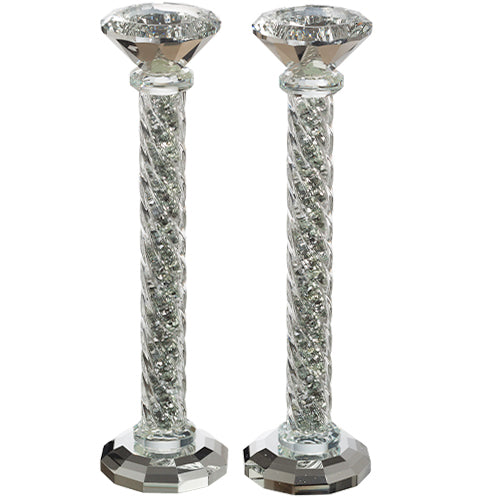 Crystal Candlesticks 25.5 cm with Stones