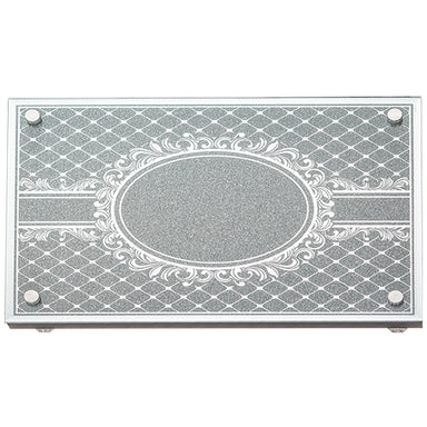 Elegant Glass Tray with Mirror and Glitter 35x23 cm