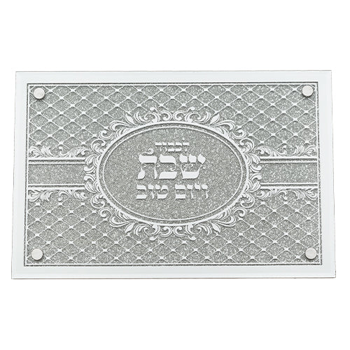 Elegant Glass Tray with Mirror and Glitter 35x23 cm