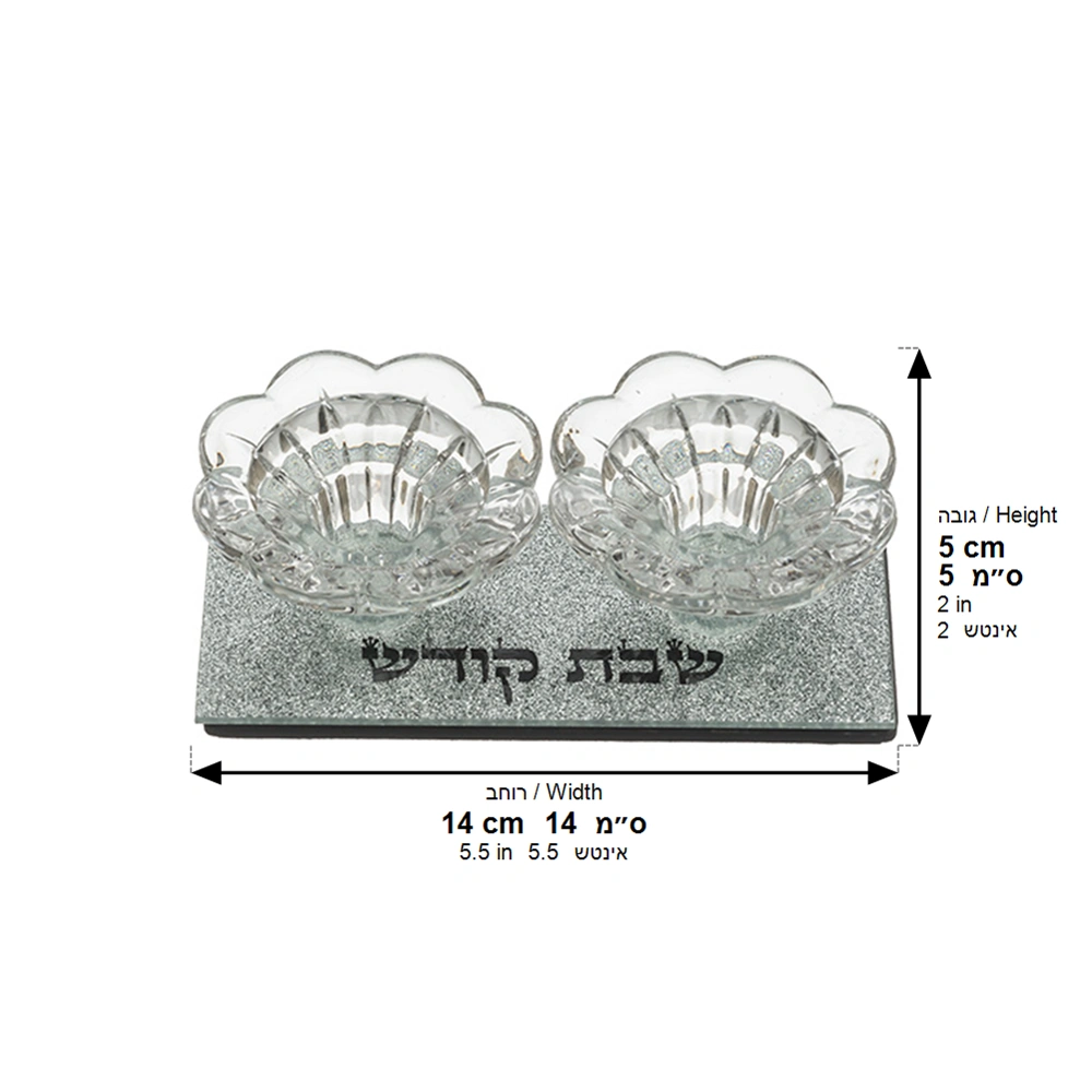 Glass Candlesticks 4x14x6 cm- with Glitter